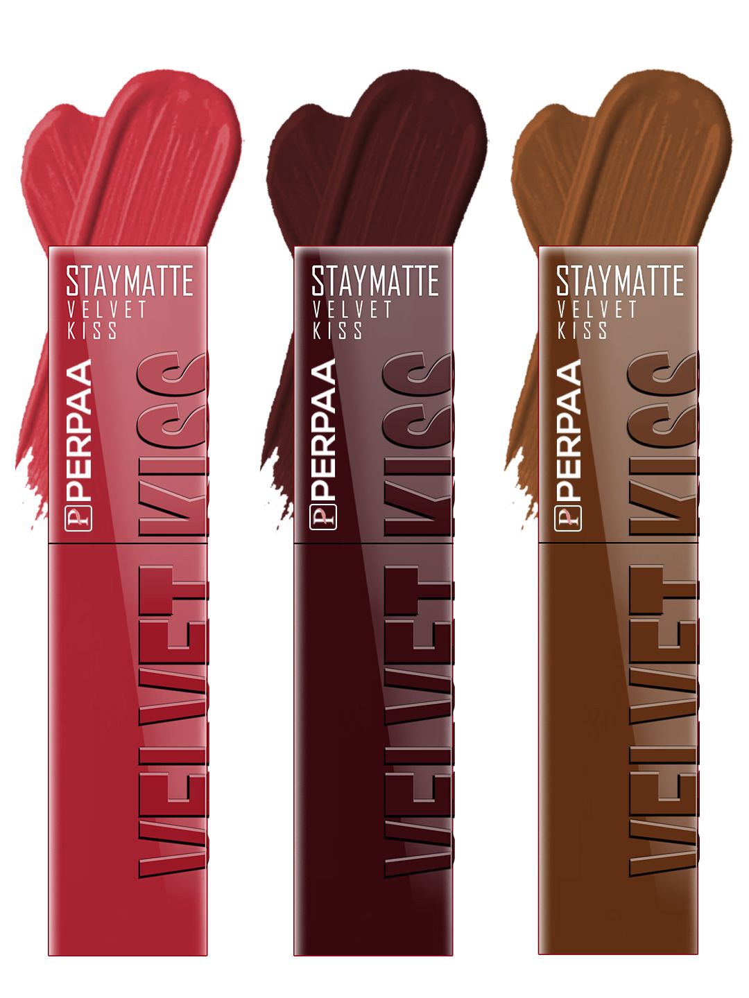 PERPAA Velvet Kiss Set of 3 Waterproof Matte Lipstick- 3.5 ml Each- Shade- 01- 02-11, Brown
PERPAA Velvet Kiss Set of 3 Waterproof Matte Lipstick- 3.5 ml Each- Shade- 01- 02-11, Brown