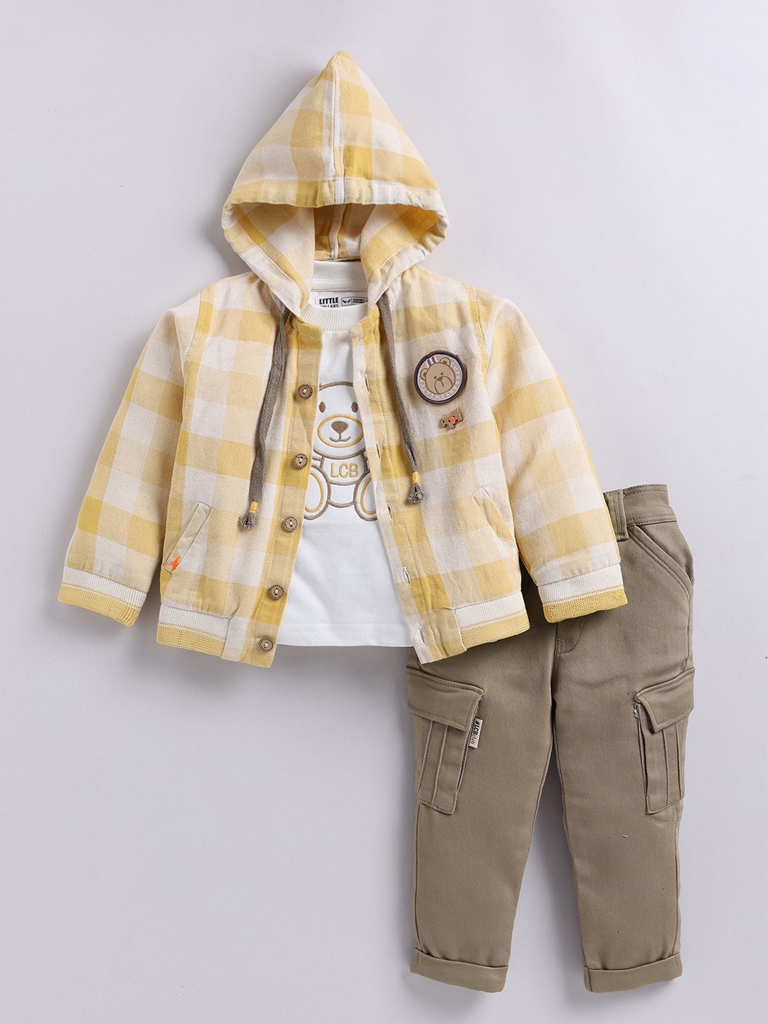 LITTLE COLLARS Boys Checked Hooded Long Sleeves Shirt with Trouser With T-Shirt, Yellow
LITTLE COLLARS Boys Checked Hooded Long Sleeves Shirt with Trouser With T-Shirt, Yellow