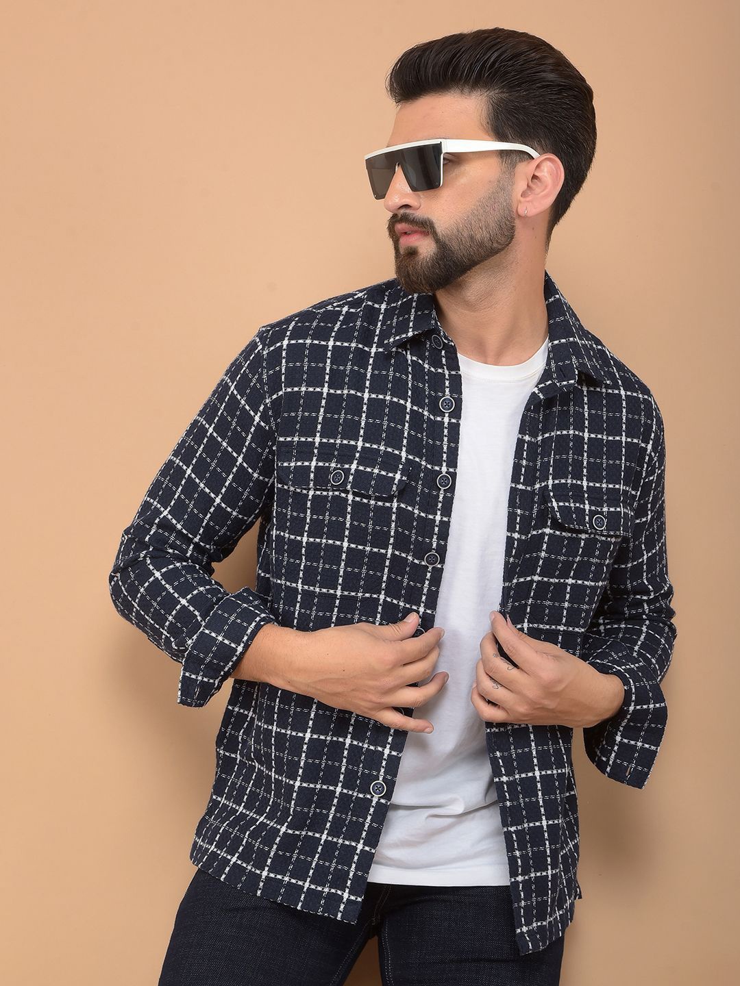 Crimsoune Club Men Classic Spread Collar Windowpane Checked Cotton Slim Fit Casual Shirt, Navy blue
Crimsoune Club Men Classic Spread Collar Windowpane Checked Cotton Slim Fit Casual Shirt, Navy blue