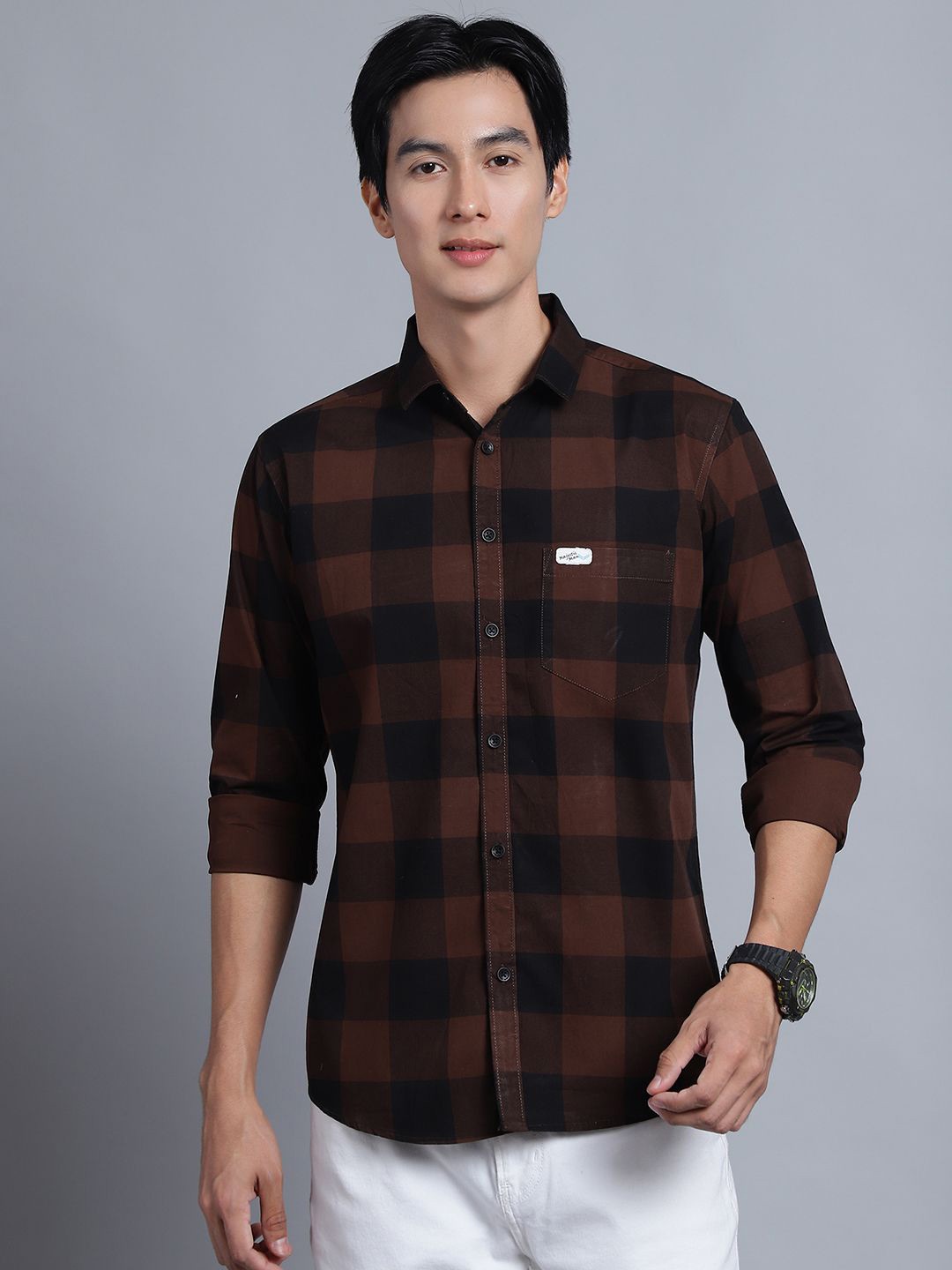 Majestic Man Men Comfort Spread Collar Buffalo Checked Cotton Slim Fit Casual Shirt, Brown
Majestic Man Men Comfort Spread Collar Buffalo Checked Cotton Slim Fit Casual Shirt, Brown