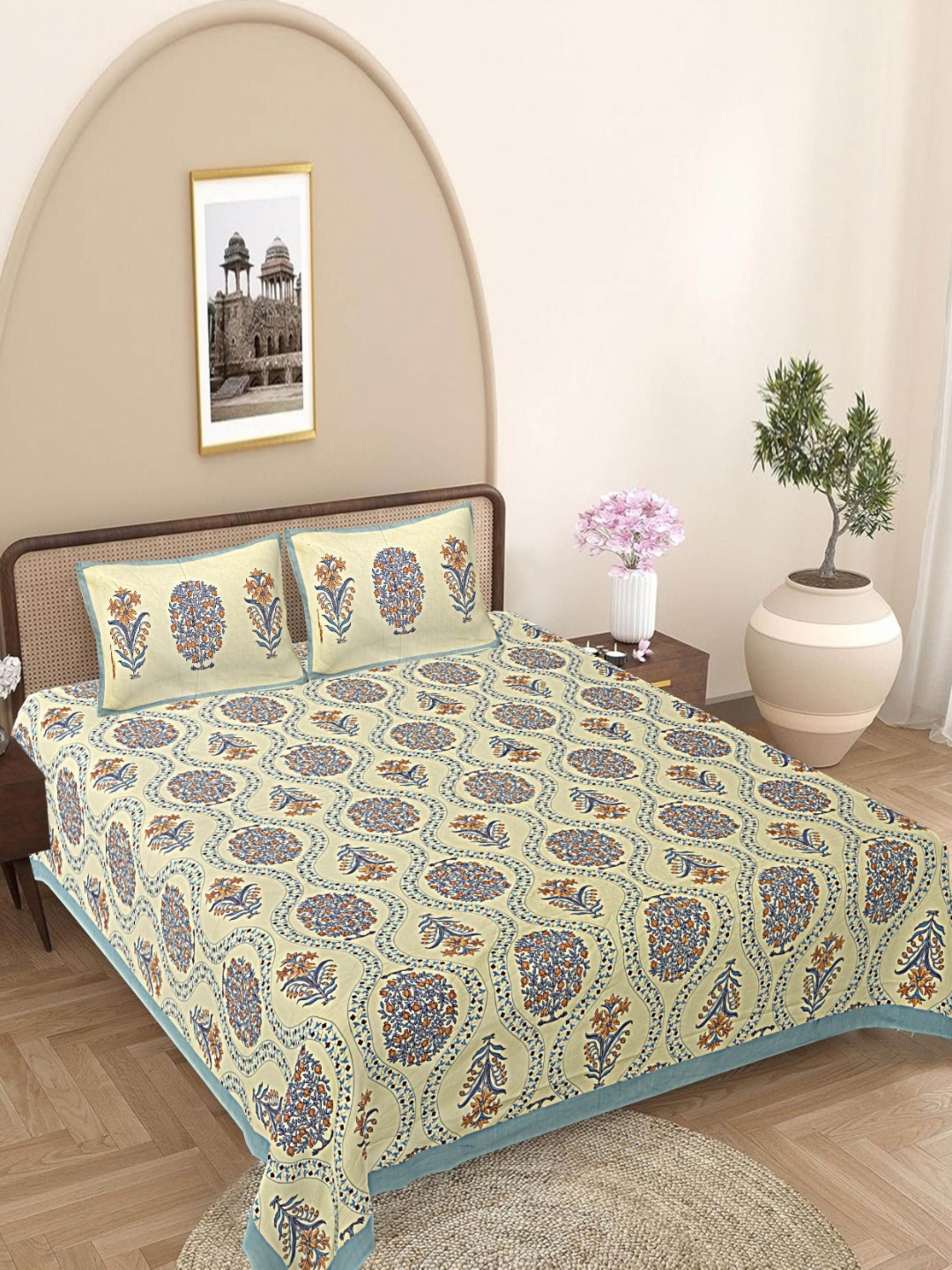 FrionKandy Living Turquoise Blue Printed 180 TC Cotton King Bedsheet Set 2.12 m x 2.62 m
FrionKandy Living Turquoise Blue Printed 180 TC Cotton King Bedsheet Set 2.12 m x 2.62 m