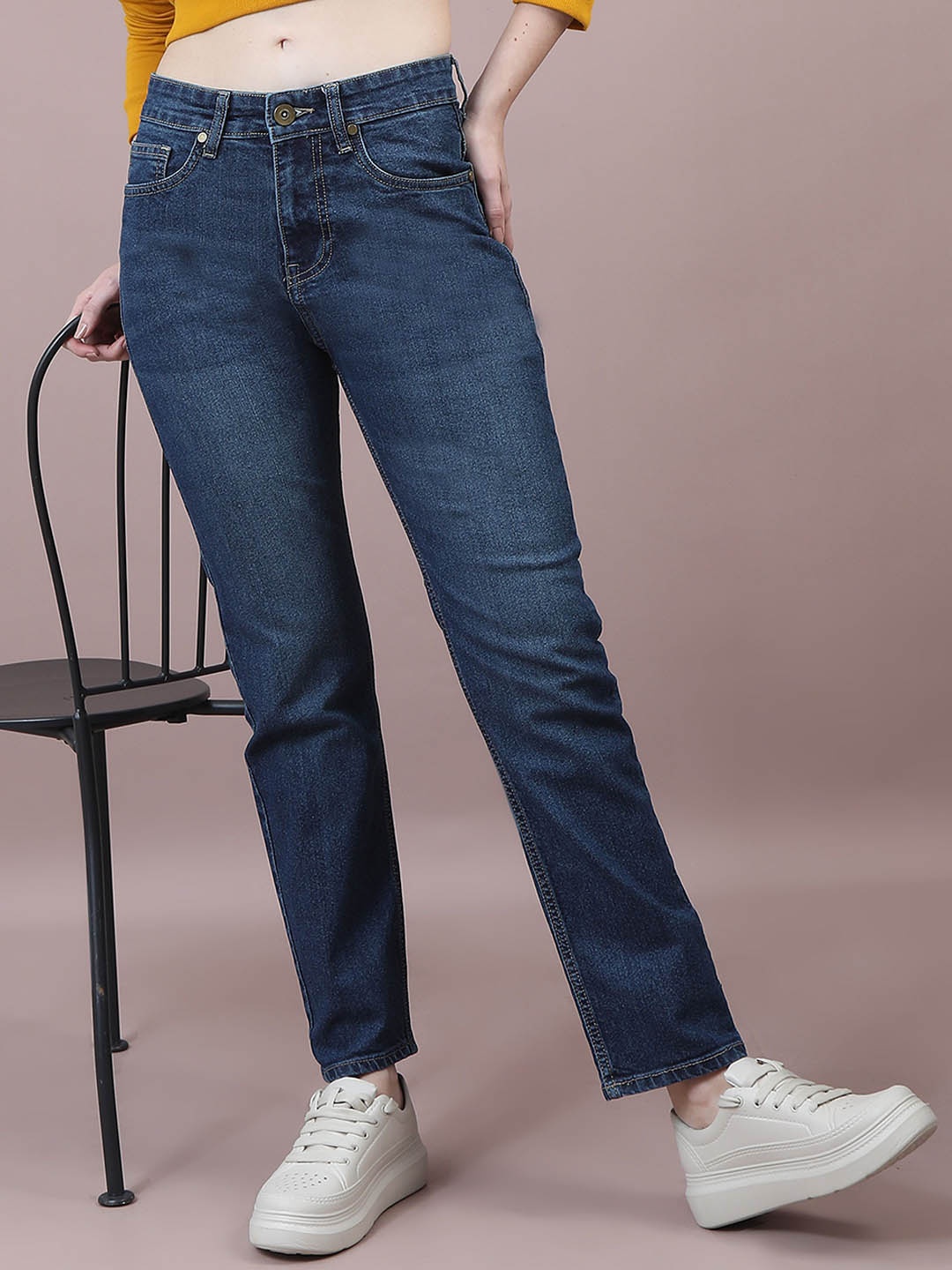 The Roadster Lifestyle Co Women Mid-Rise Straight Fit Stretchable Jeans, Blue
The Roadster Lifestyle Co Women Mid-Rise Straight Fit Stretchable Jeans, Blue