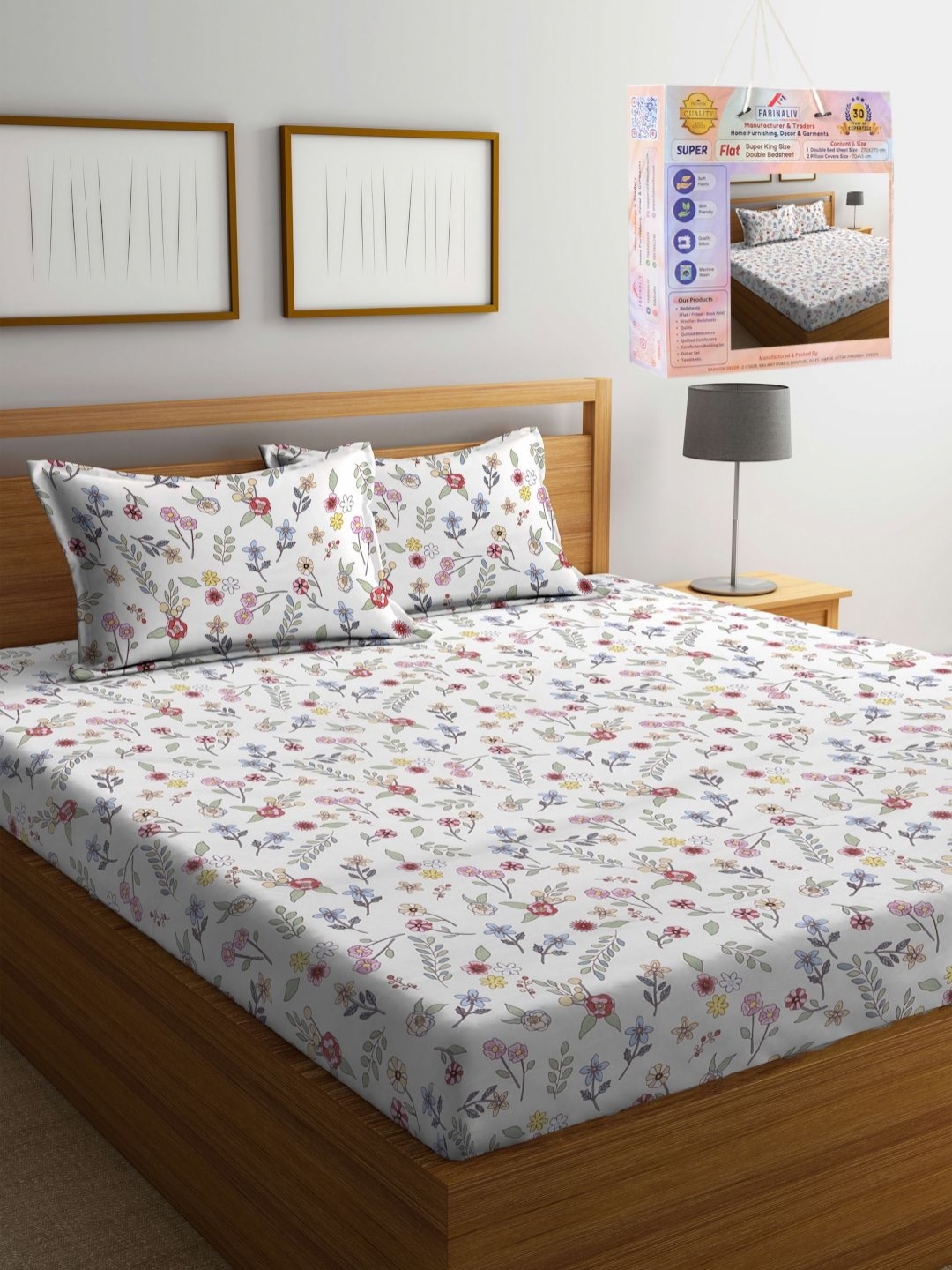 FABINALIV White & Pink Floral 300 TC King Bedsheet with 2 Pillow Covers 2.70 m x 2.70 m
FABINALIV White & Pink Floral 300 TC King Bedsheet with 2 Pillow Covers 2.70 m x 2.70 m