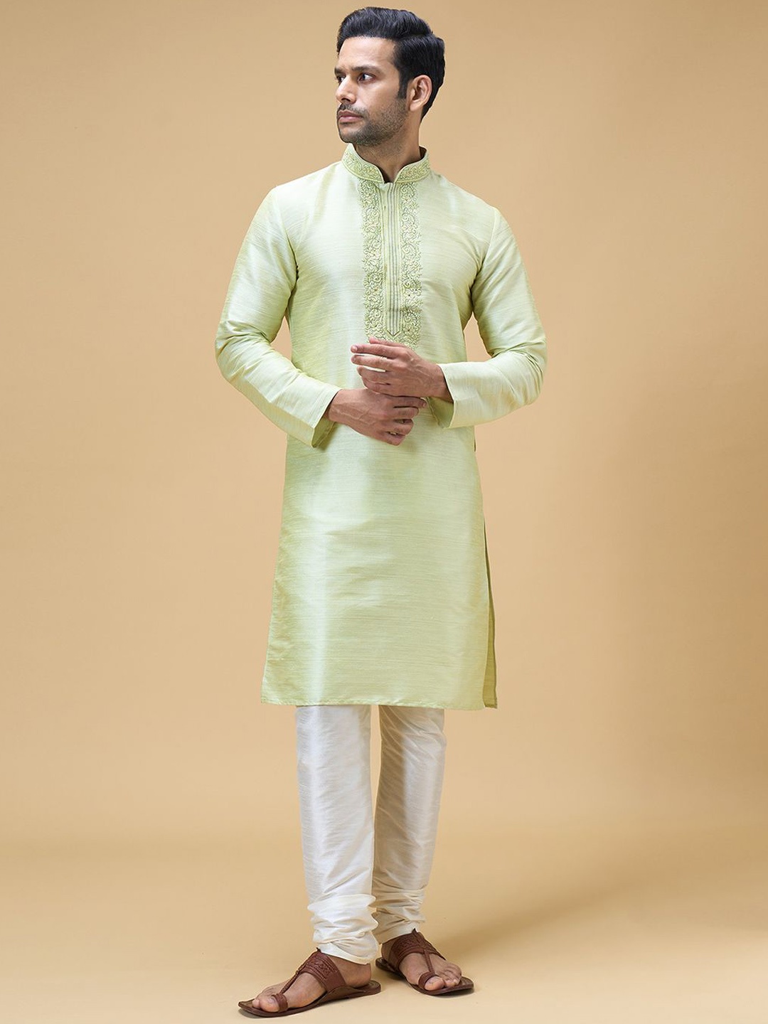 Arihant Rai Sinha Floral Embroidered Thread Work Straight Kurta With Churidar, Green
Arihant Rai Sinha Floral Embroidered Thread Work Straight Kurta With Churidar, Green