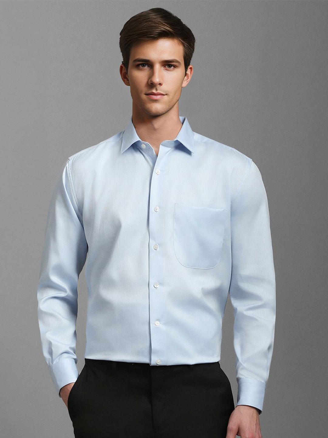 Luxure by Louis Philippe Men Classic Spread Collar Vertical Striped Cotton Formal Shirt, Turquoise blue
Luxure by Louis Philippe Men Classic Spread Collar Vertical Striped Cotton Formal Shirt, Turquoise blue