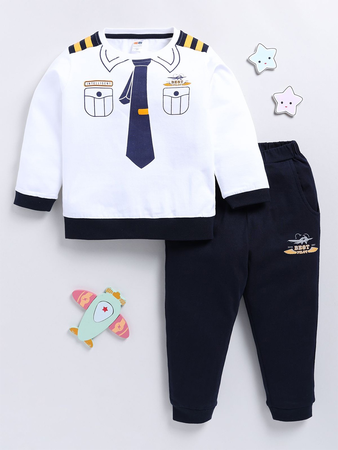 LITTLE NINJA Boys Printed Round Long Sleeves Pure Cotton Sweatshirt With Jogger, White
LITTLE NINJA Boys Printed Round Long Sleeves Pure Cotton Sweatshirt With Jogger, White