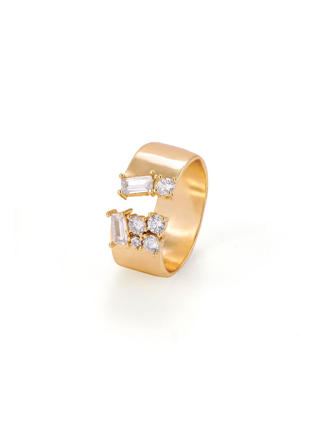SWASHAA Kahvi Stainless Steel 14K Gold Plated Cubic Zirconia Studded Finger Ring
SWASHAA Kahvi Stainless Steel 14K Gold Plated Cubic Zirconia Studded Finger Ring