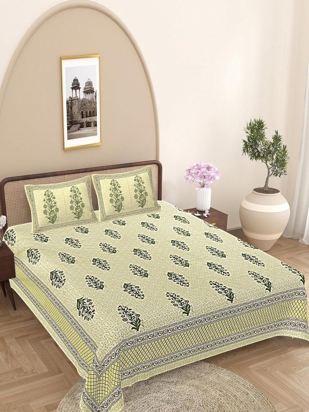 FrionKandy Living Green Floral Printed Cotton 180 TC King Bedsheet Set 2.74 x 2.69 m
FrionKandy Living Green Floral Printed Cotton 180 TC King Bedsheet Set 2.74 x 2.69 m