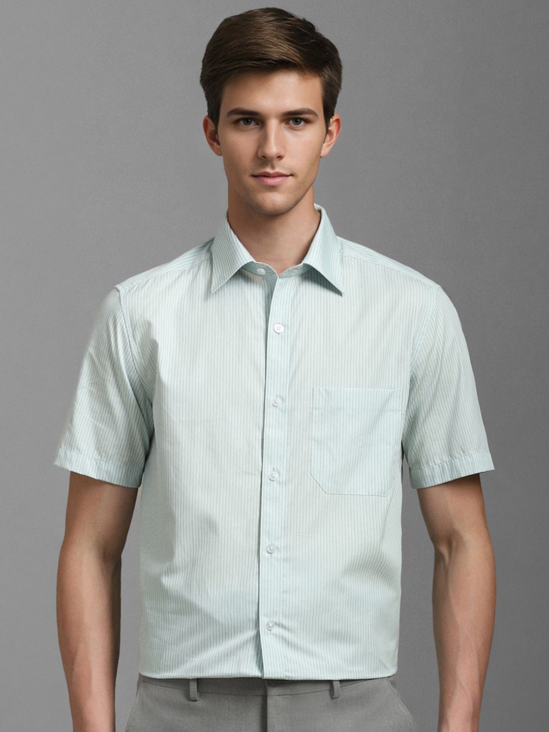 Louis Philippe Men Classic Spread Collar Vertical Striped Cotton Formal Shirt, Turquoise blue
Louis Philippe Men Classic Spread Collar Vertical Striped Cotton Formal Shirt, Turquoise blue