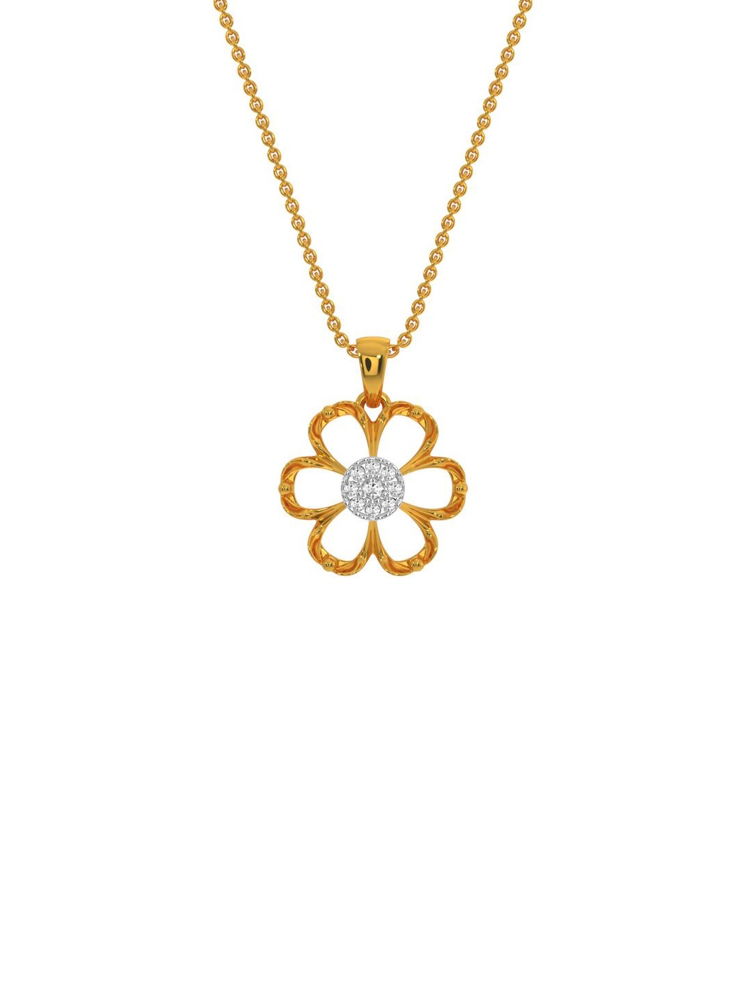 KISNA DIAMOND AND GOLD JEWELLERY Women 14KT Simple Flower Pendant Diamond 0.05 Carat
KISNA DIAMOND AND GOLD JEWELLERY Women 14KT Simple Flower Pendant Diamond 0.05 Carat