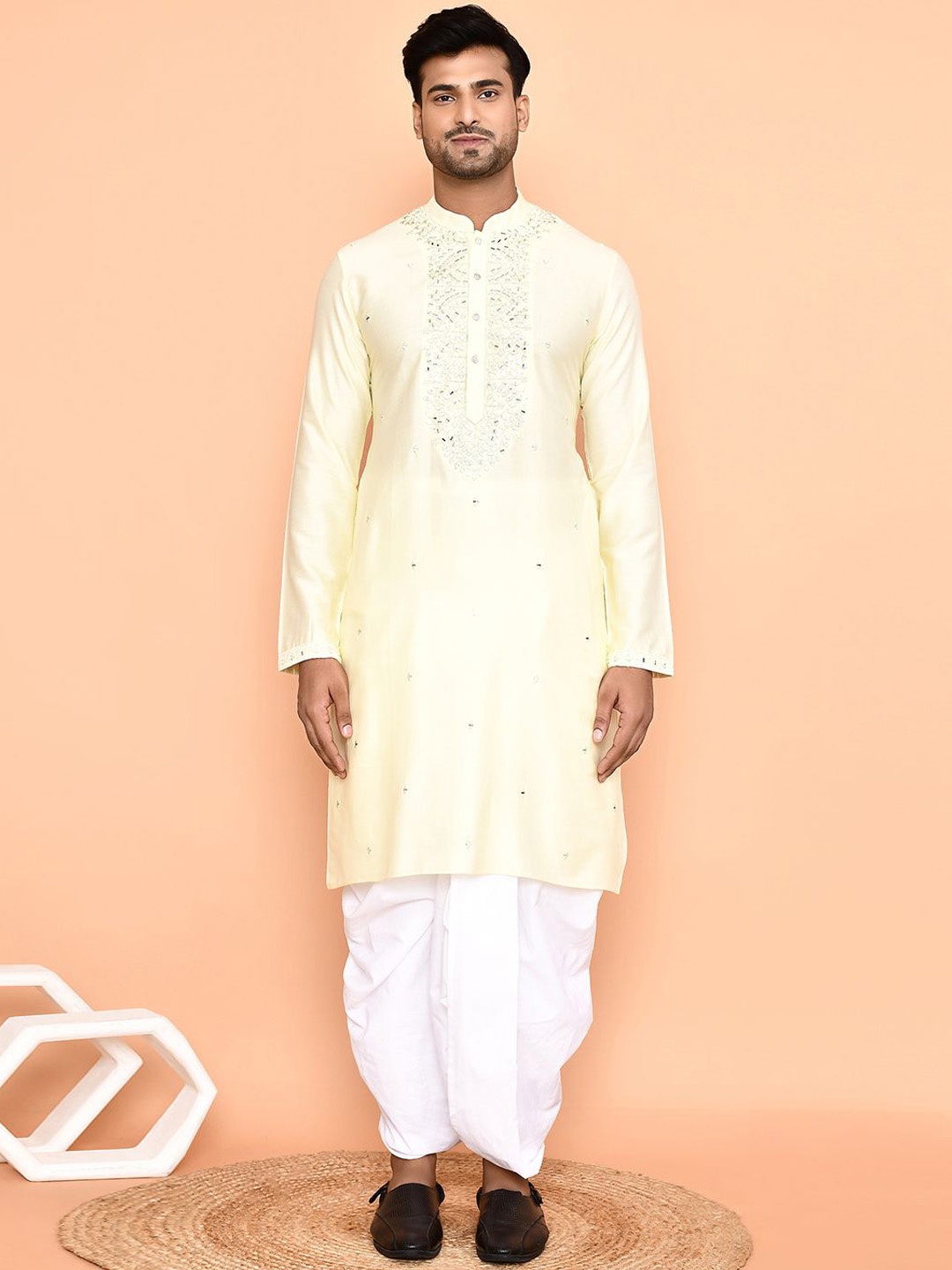 Arihant Rai Sinha Ethnic Motifs Embroidered Mirror Work Kurta with Dhoti Pants, Yellow
Arihant Rai Sinha Ethnic Motifs Embroidered Mirror Work Kurta with Dhoti Pants, Yellow