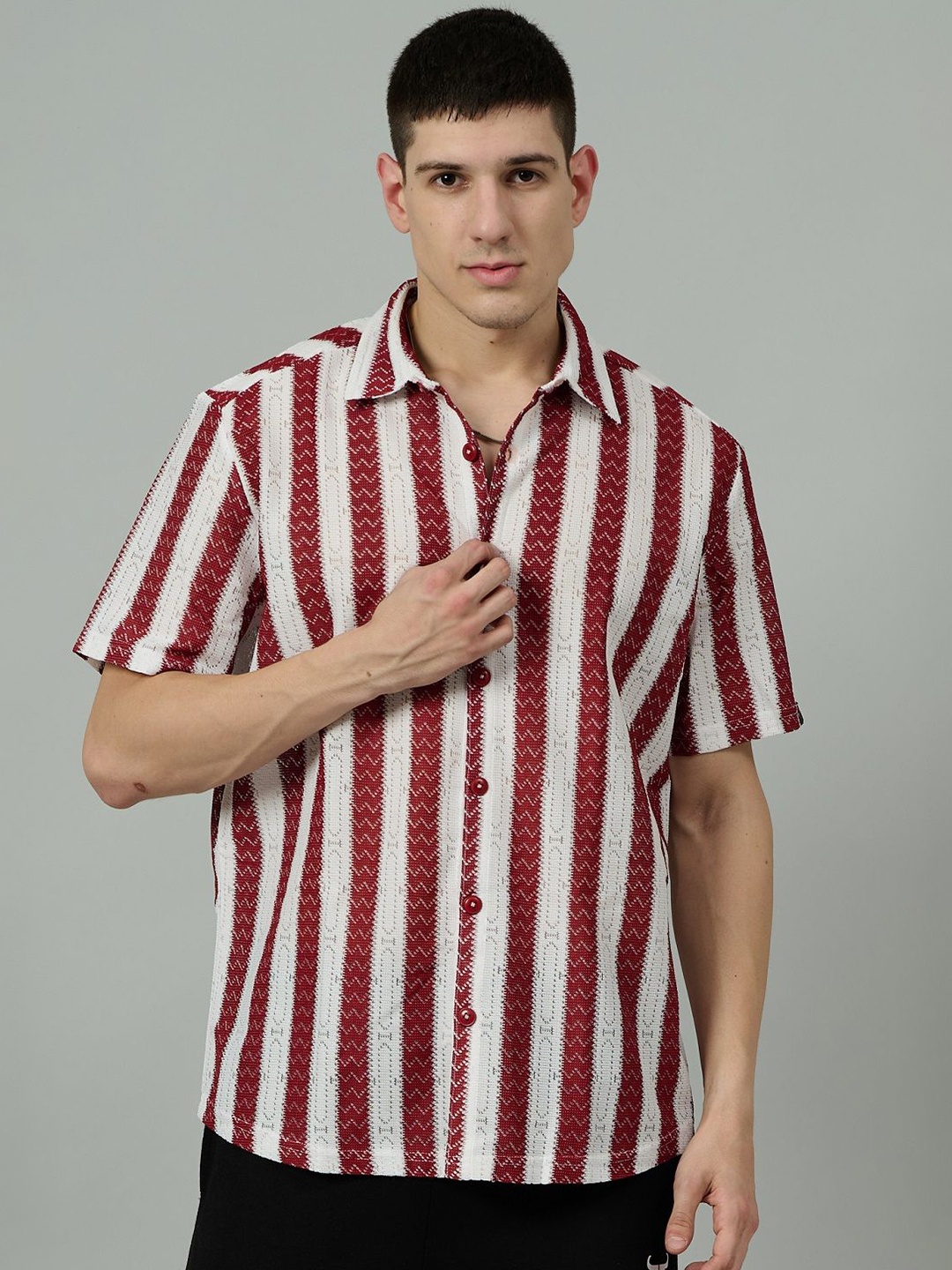 GO DEVIL Men Classic Spread Collar Vertical Striped Cotton Oversized Casual Shirt, Maroon
GO DEVIL Men Classic Spread Collar Vertical Striped Cotton Oversized Casual Shirt, Maroon