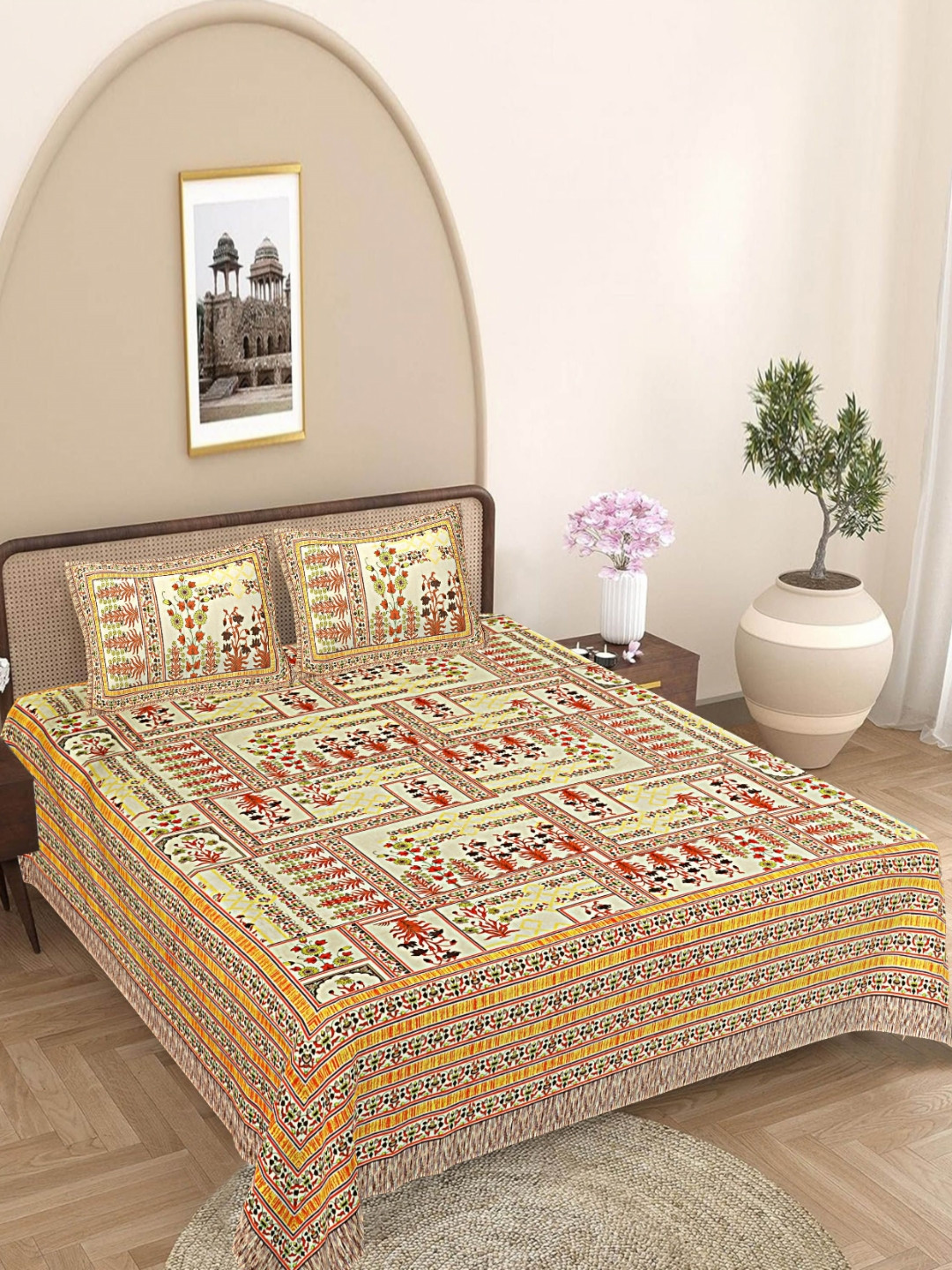 FrionKandy Living Yellow Floral Printed 180 TC Cotton King Bedsheet Set 2.12 m x 2.62 m
FrionKandy Living Yellow Floral Printed 180 TC Cotton King Bedsheet Set 2.12 m x 2.62 m