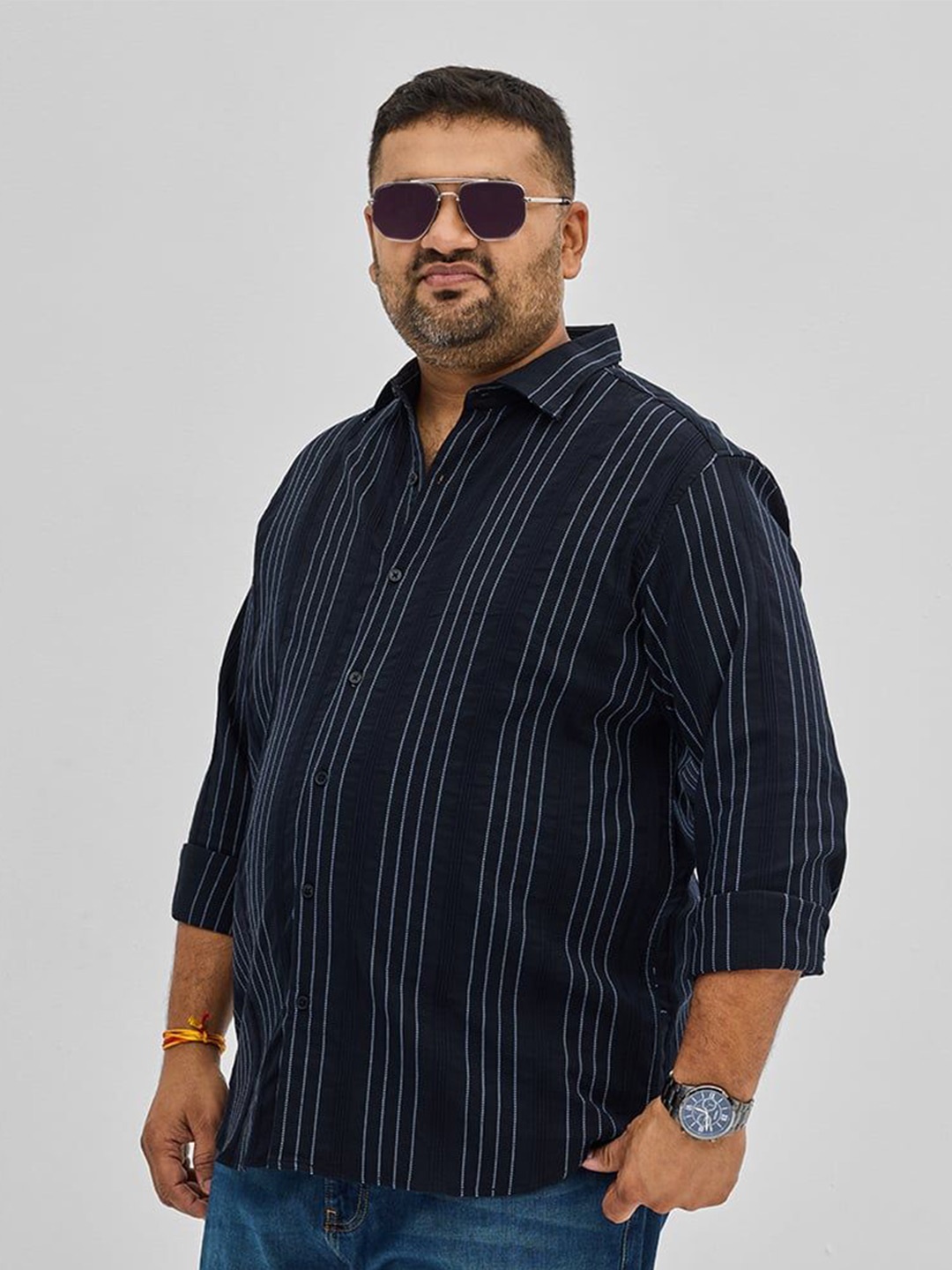 Snitch Plus Size Men Classic Spread Collar Vertical Striped Cotton Casual Shirt, Navy blue
Snitch Plus Size Men Classic Spread Collar Vertical Striped Cotton Casual Shirt, Navy blue