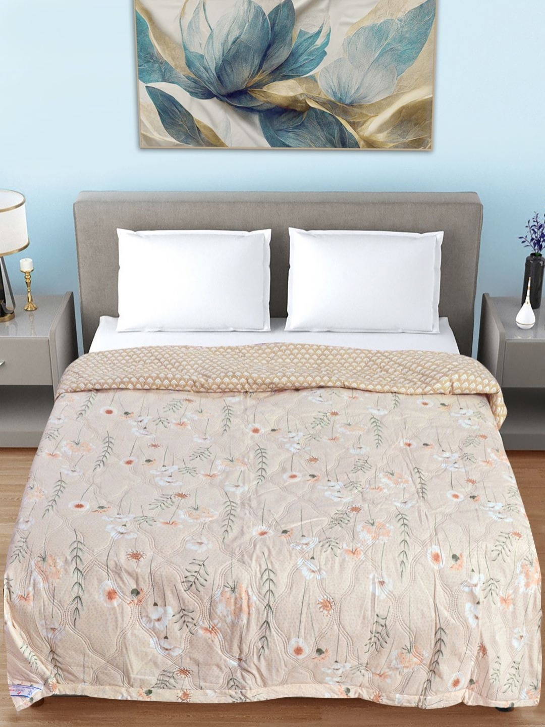 FABINALIV Beige & White Floral Mild Winter 350 GSM Double Bed Quilted Reversible Comforter
FABINALIV Beige & White Floral Mild Winter 350 GSM Double Bed Quilted Reversible Comforter