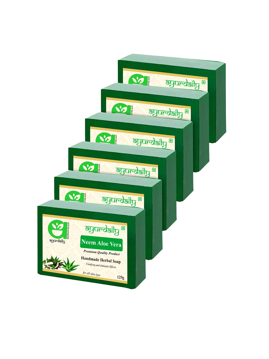 Ayurdaily Set Of 6 Natural Neem & Aloevera Bath Soap For Deep Deep Cleansing - 125 g Each, Green
Ayurdaily Set Of 6 Natural Neem & Aloevera Bath Soap For Deep Deep Cleansing - 125 g Each, Green