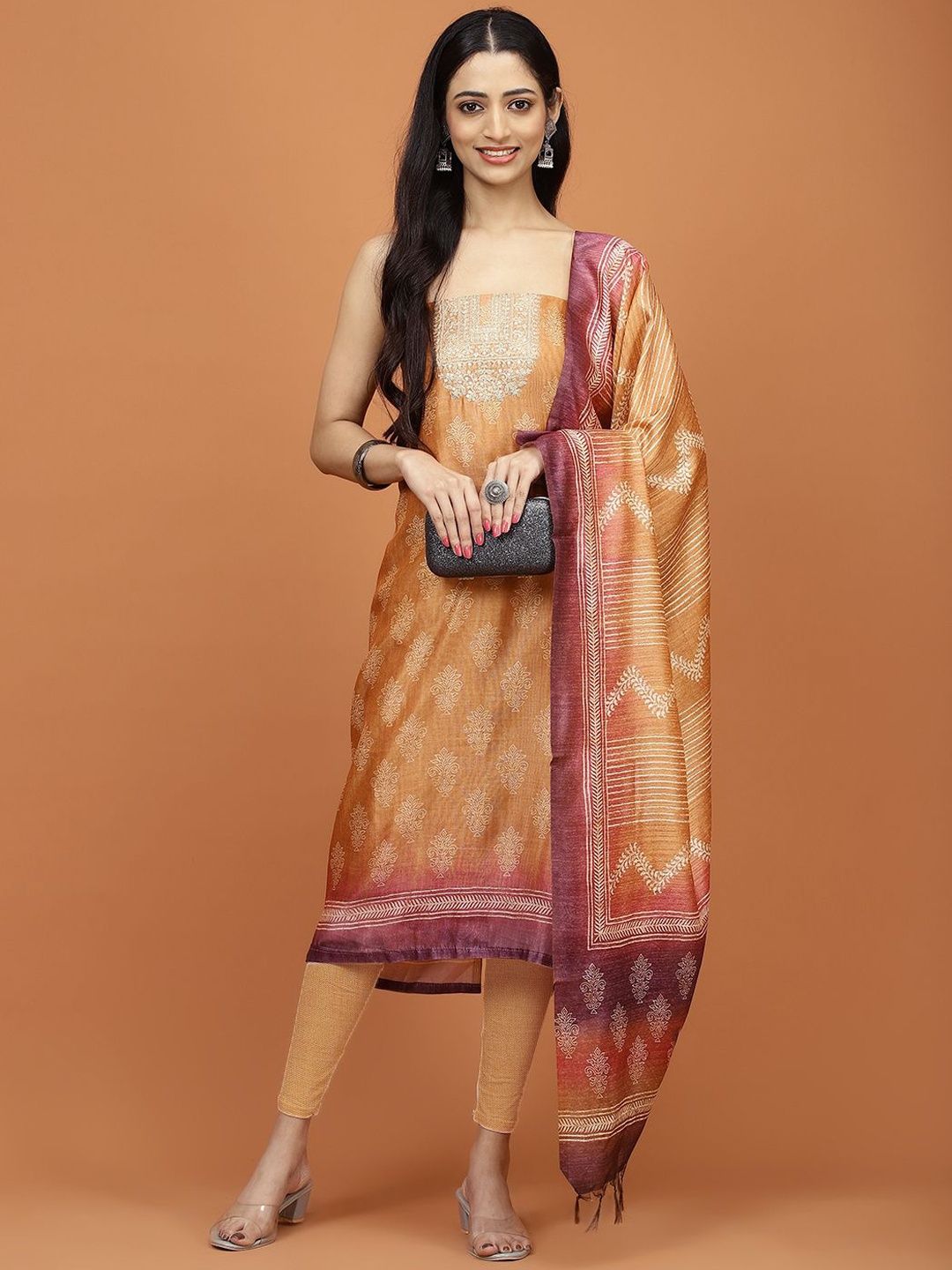 Meena Bazaar Ethnic Motifs Printed Sequinned Tussar Silk Unstitched Dress Material, Mustard
Meena Bazaar Ethnic Motifs Printed Sequinned Tussar Silk Unstitched Dress Material, Mustard