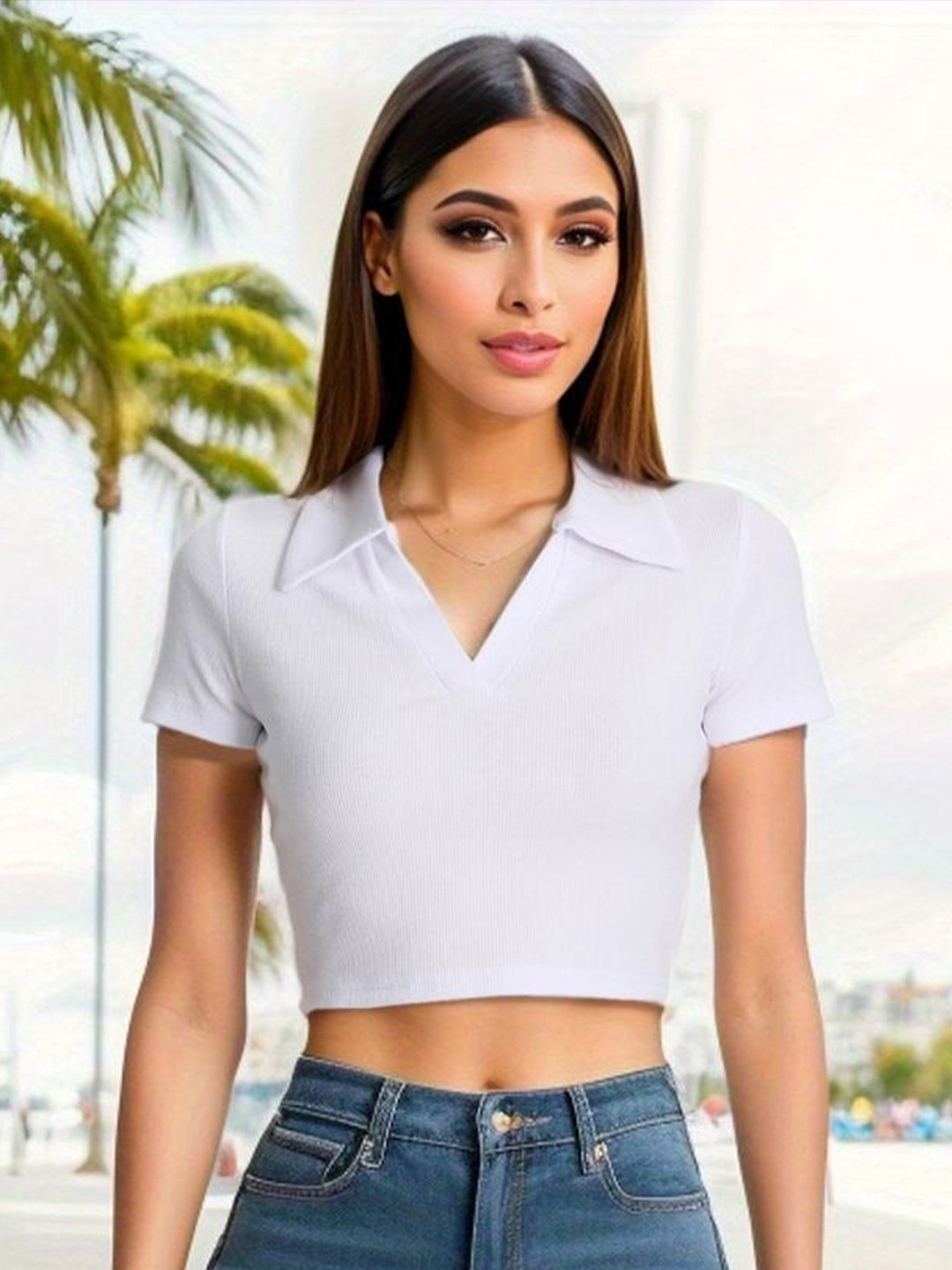 LULU & SKY Women Cotton Fitted Crop Top, White
LULU & SKY Women Cotton Fitted Crop Top, White