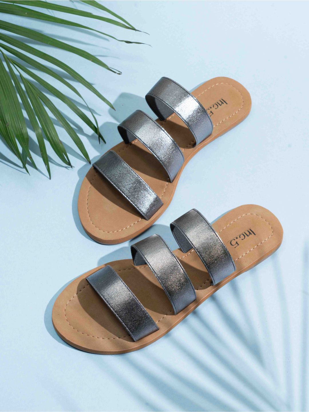 Inc 5 Women Striped Open Toe Flats, Silver
Inc 5 Women Striped Open Toe Flats, Silver