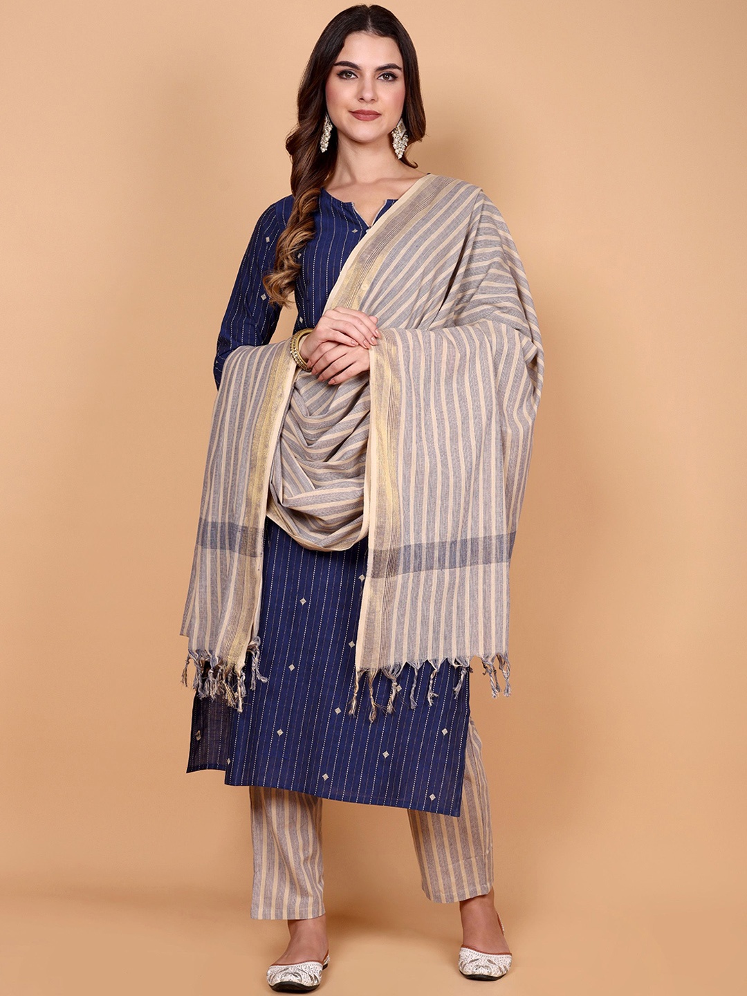 Vastara the Label Striped Woven Design Organic Cotton Kurta With Trousers & Tassels, Blue
Vastara the Label Striped Woven Design Organic Cotton Kurta With Trousers & Tassels, Blue