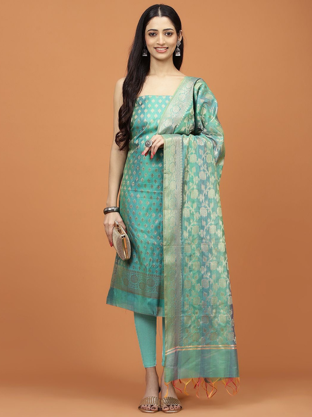 Meena Bazaar Ethnic Motifs Woven Design Zari Chanderi Unstitched Dress Material, Sea green
Meena Bazaar Ethnic Motifs Woven Design Zari Chanderi Unstitched Dress Material, Sea green