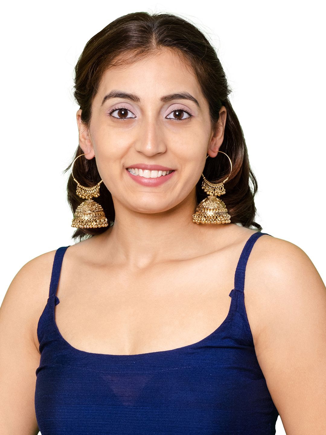 Shining Jewel - By Shivansh Gold Plated Cubic Zirconia Studded Dome Shaped Jhumkas
Shining Jewel - By Shivansh Gold Plated Cubic Zirconia Studded Dome Shaped Jhumkas