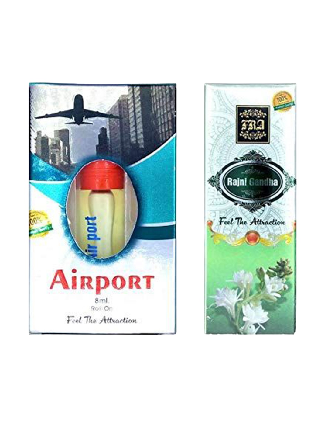 RAVIOUR LIFESTYLE Set Of 2 Airport & Rajni Gandha Non-Alcoholic Attar - 8ml Each, Transparent
RAVIOUR LIFESTYLE Set Of 2 Airport & Rajni Gandha Non-Alcoholic Attar - 8ml Each, Transparent