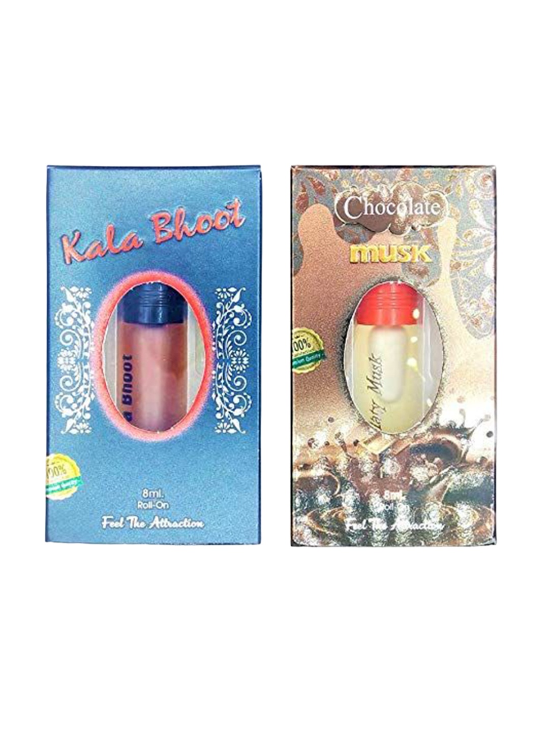 RAVIOUR LIFESTYLE Set Of 2 Chocolate Musk & Kala Bhoot Roll On Attar- 8 ml Each, Transparent
RAVIOUR LIFESTYLE Set Of 2 Chocolate Musk & Kala Bhoot Roll On Attar- 8 ml Each, Transparent