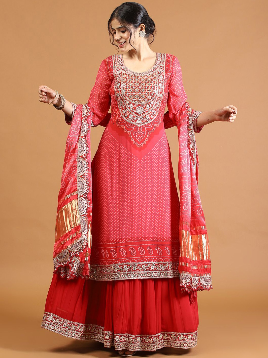 Meena Bazaar Ethnic Motifs Embroidered Sequinned Straight Kurta With Skirt & Dupatta, Pink
Meena Bazaar Ethnic Motifs Embroidered Sequinned Straight Kurta With Skirt & Dupatta, Pink