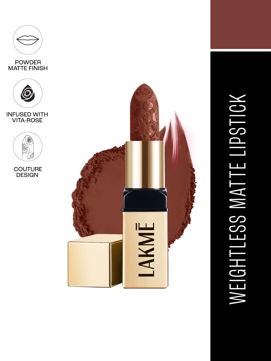 Lakme Rouge Bloom Long Lasting Powder Matte Bullet Lipstick 4g - Cocoa Carnation 204, Brown
Lakme Rouge Bloom Long Lasting Powder Matte Bullet Lipstick 4g - Cocoa Carnation 204, Brown