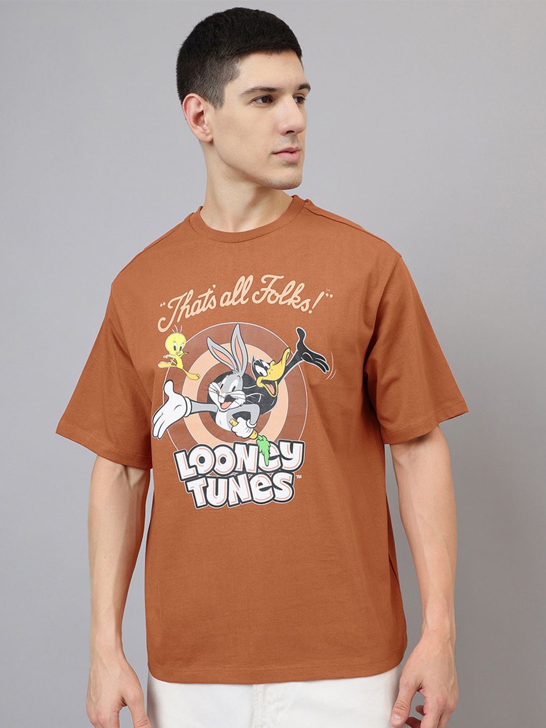 Free Authority Men Looney Tunes Graphic Printed Round Neck Cotton Oversized T-shirt, Brown
Free Authority Men Looney Tunes Graphic Printed Round Neck Cotton Oversized T-shirt, Brown
