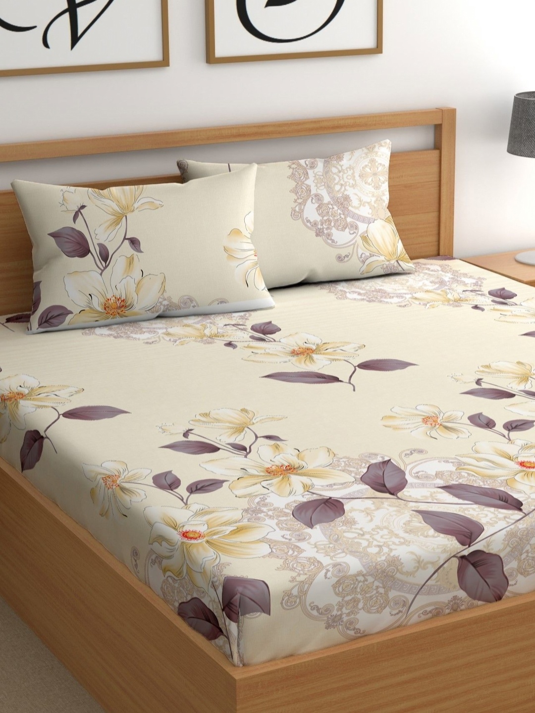 CHHAVI INDIA Beige Floral Printed Microfiber 210 TC Queen Bedsheet Set 2.50 m x 2.25 m
CHHAVI INDIA Beige Floral Printed Microfiber 210 TC Queen Bedsheet Set 2.50 m x 2.25 m
