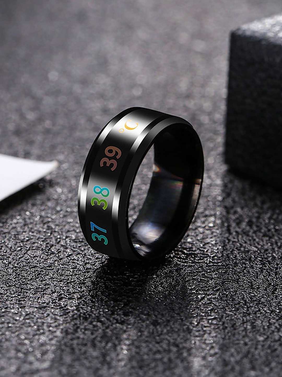 Heer Collection Unisex Platinum-Plated Stainless Steel Smart Body Temperature Thumb Ring, Black
Heer Collection Unisex Platinum-Plated Stainless Steel Smart Body Temperature Thumb Ring, Black