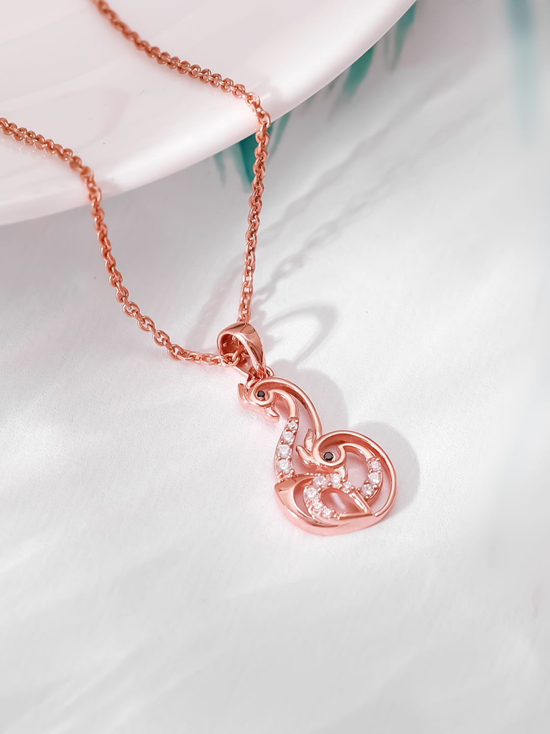 GIVA 925 Sterling Silver Rose Gold-Plated Stone Studded Mridul Mor Pendant with Chain
GIVA 925 Sterling Silver Rose Gold-Plated Stone Studded Mridul Mor Pendant with Chain