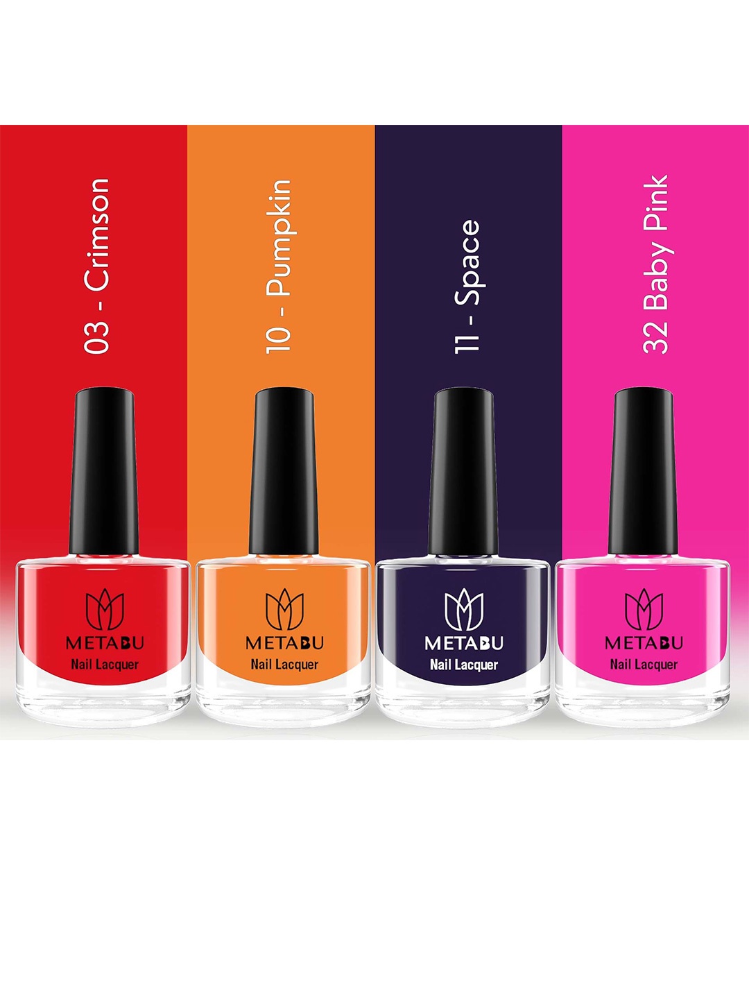 METABU Set Of 4 Nail Lacquer - 8ml Each - Crimson 03 - Pumpkin 10 - Space 11 -Baby Pink 32, Multi
METABU Set Of 4 Nail Lacquer - 8ml Each - Crimson 03 - Pumpkin 10 - Space 11 -Baby Pink 32, Multi