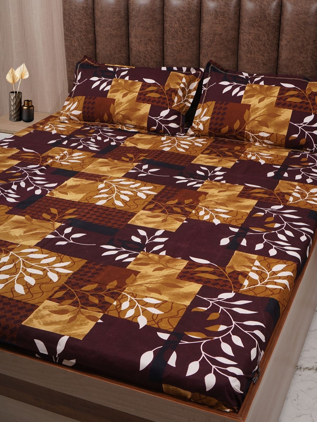Adwitiya Brown & Yellow Tropical Printed 210 TC Double Queen Bedsheet with 2 Pillow Covers
Adwitiya Brown & Yellow Tropical Printed 210 TC Double Queen Bedsheet with 2 Pillow Covers
