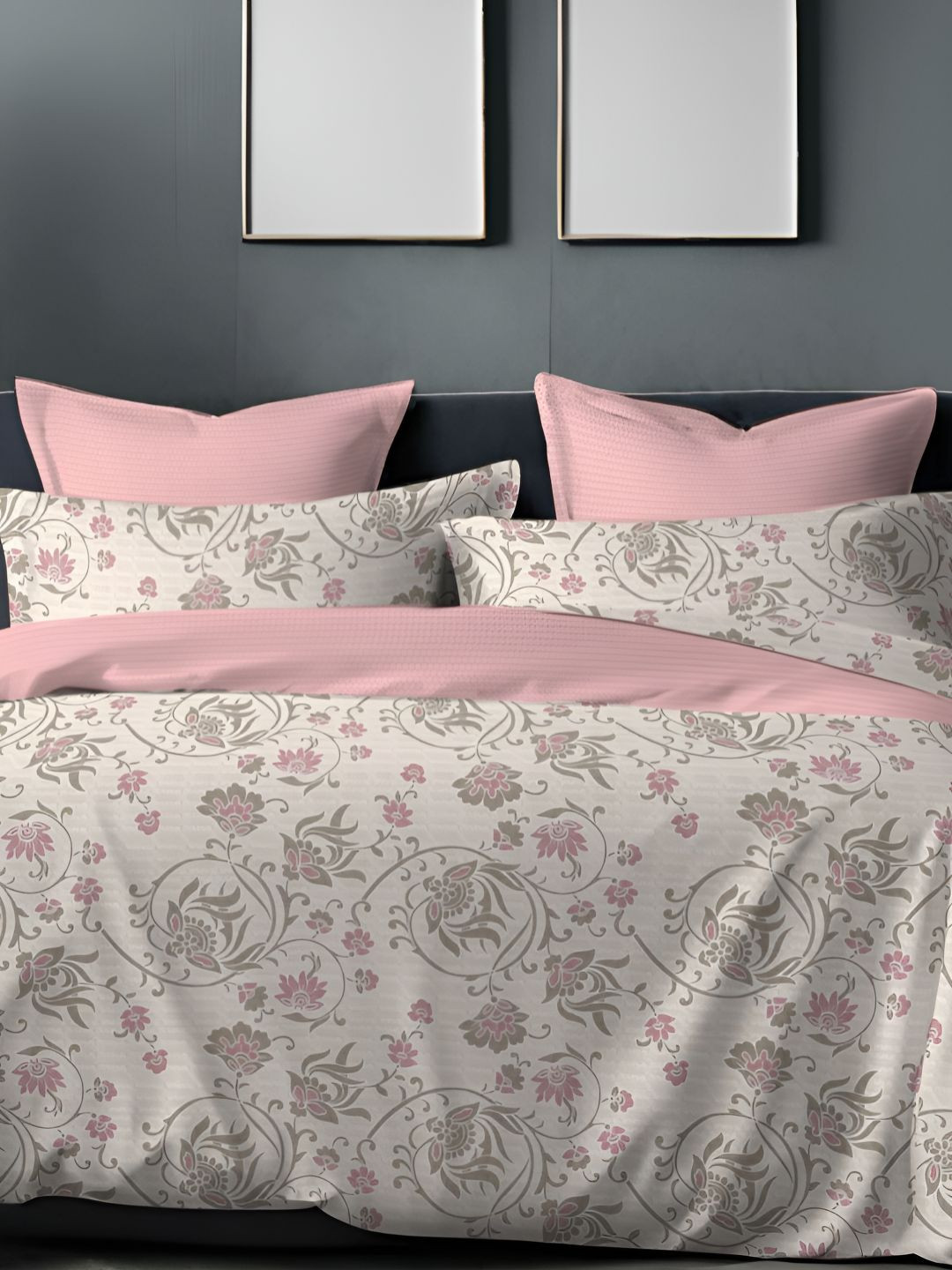 Sleeping Owls- because your sleep matters Pink & Grey Floral 180 TC King Bedsheet with 2 Pillow Covers
Sleeping Owls- because your sleep matters Pink & Grey Floral 180 TC King Bedsheet with 2 Pillow Covers