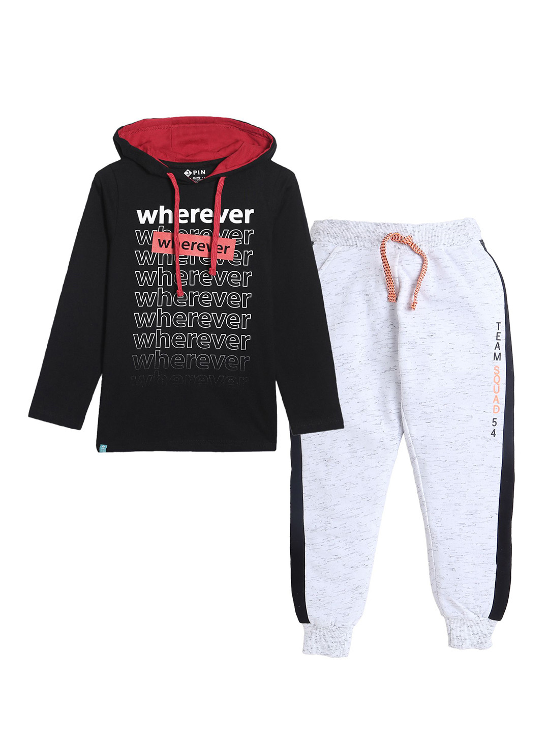 3PIN Boys Printed Hooded Pure Cotton T-shirt with Joggers Clothing Set, Black
3PIN Boys Printed Hooded Pure Cotton T-shirt with Joggers Clothing Set, Black