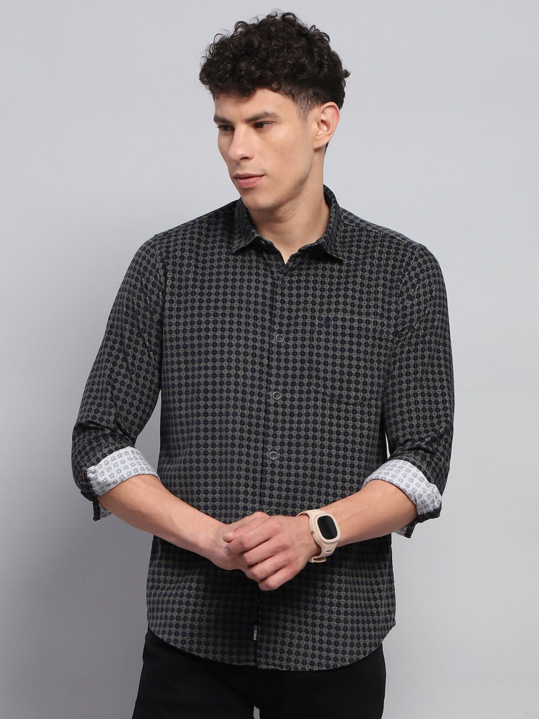 Monte Carlo Men Spread Collar Grid Tattersall Checked Cotton Casual Shirt, Green
Monte Carlo Men Spread Collar Grid Tattersall Checked Cotton Casual Shirt, Green