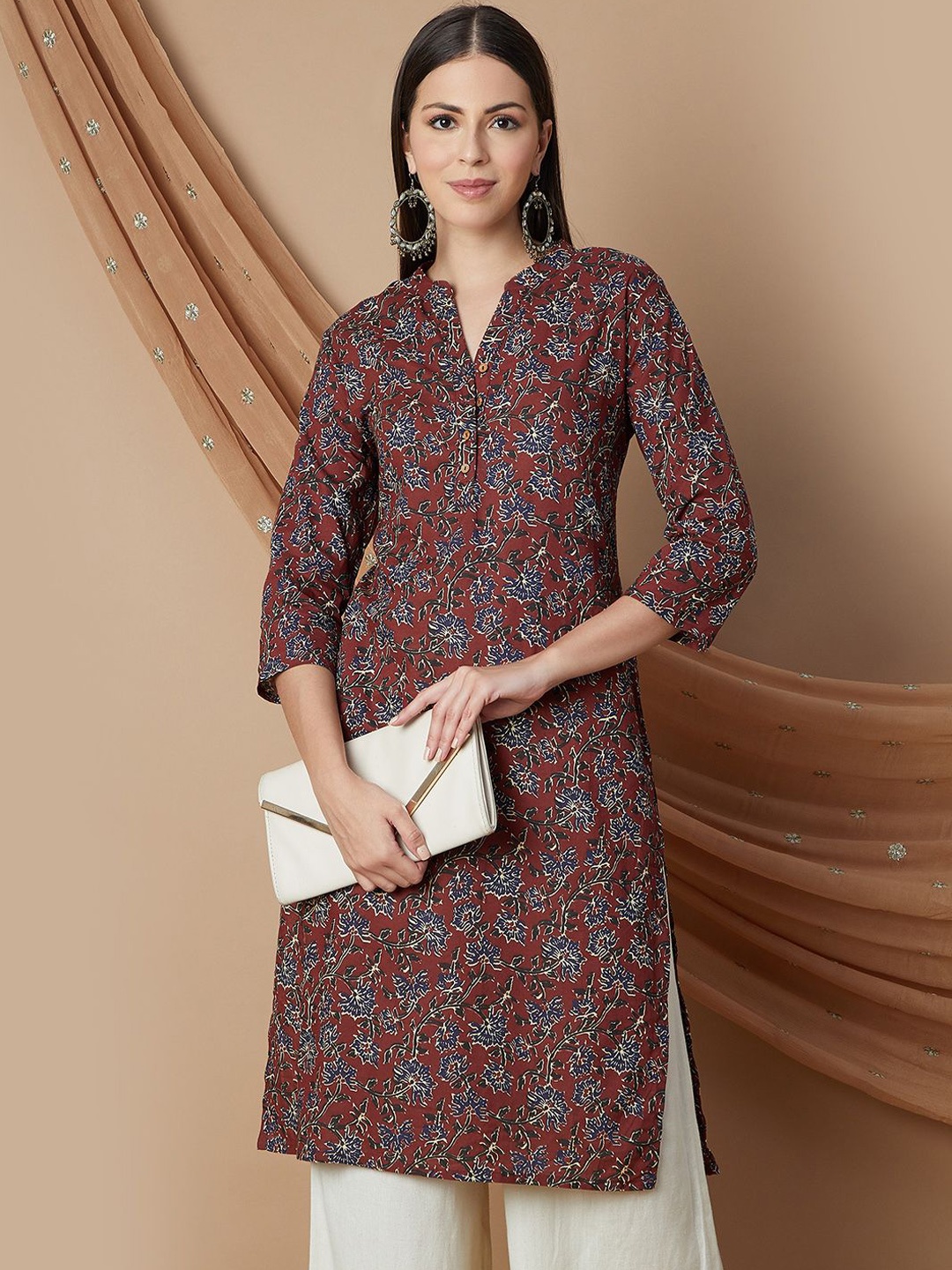 Melange by Lifestyle Floral Printed Mandarin Collar Pure Cotton Straight Kurta, Red
Melange by Lifestyle Floral Printed Mandarin Collar Pure Cotton Straight Kurta, Red