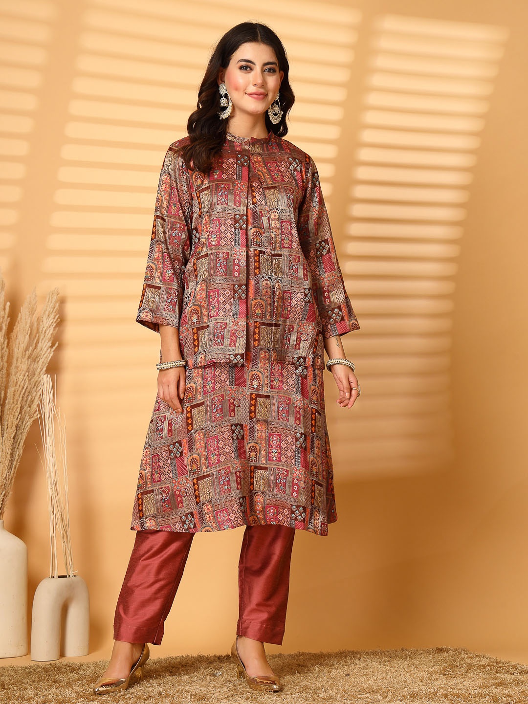 Clora Creation Ethnic Motifs Printed Regular Straight Kurta with Trousers, Brown
Clora Creation Ethnic Motifs Printed Regular Straight Kurta with Trousers, Brown