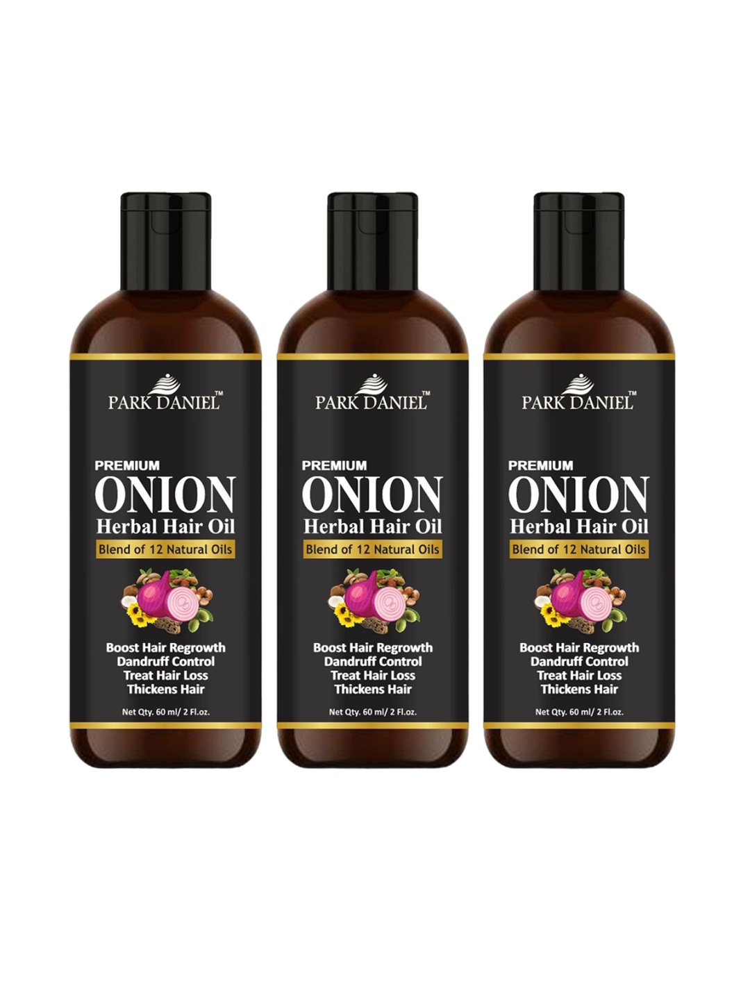 Park Daniel Set Of 3 Onion Herbal Hair Oil For Regrowth Hair - 60ml Each, Brown
Park Daniel Set Of 3 Onion Herbal Hair Oil For Regrowth Hair - 60ml Each, Brown