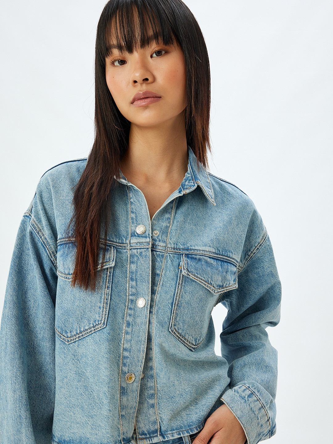 Koton Women Spread Collar Washed Self Design Cotton Casual Denim Jacket, Turquoise blue
Koton Women Spread Collar Washed Self Design Cotton Casual Denim Jacket, Turquoise blue