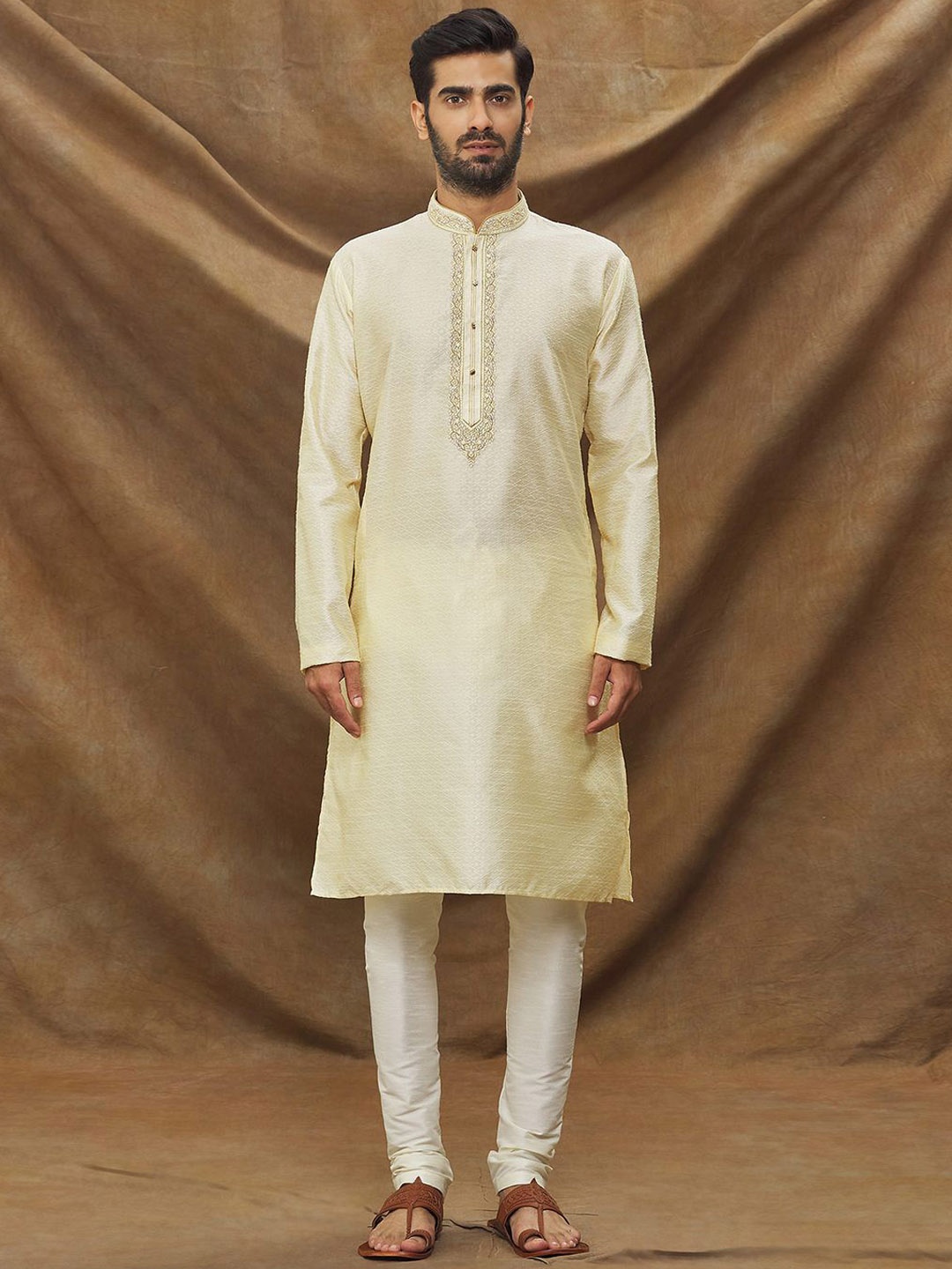 Samyukta Singhania Geometric Woven Design Thread Work Straight Kurta with Churidar, Cream
Samyukta Singhania Geometric Woven Design Thread Work Straight Kurta with Churidar, Cream