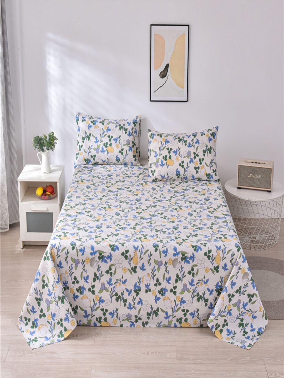 JC HOME White & Blue Ethnic Motifs Printed Cotton 230 TC King Bedsheet Set 2 m x 2.30 m
JC HOME White & Blue Ethnic Motifs Printed Cotton 230 TC King Bedsheet Set 2 m x 2.30 m