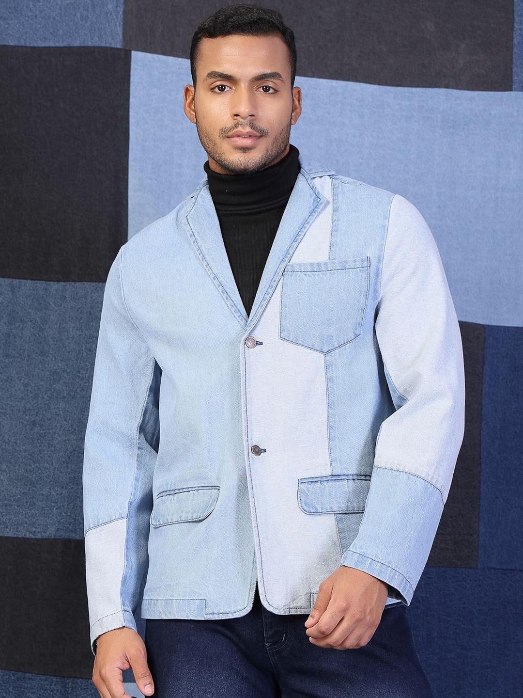 VESTIDO MODAS Colourblocked Single Breasted Oversized Pure Cotton Denim Blazer, Blue
VESTIDO MODAS Colourblocked Single Breasted Oversized Pure Cotton Denim Blazer, Blue