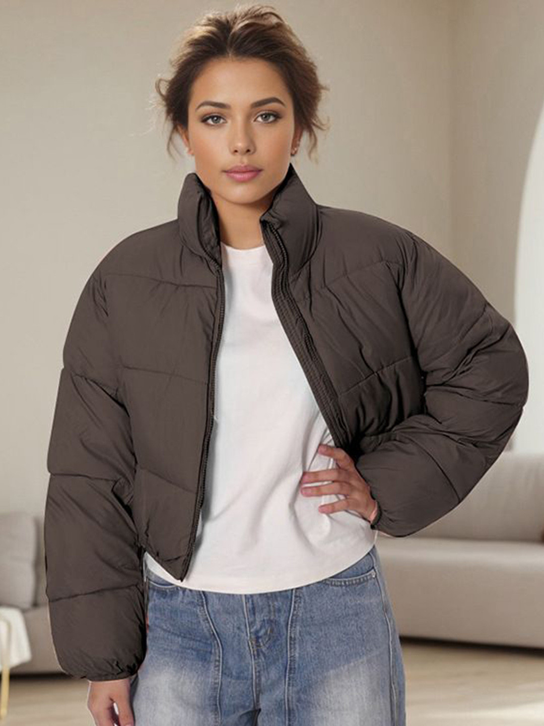 StyleCast x Revolte Women Puffer Jacket, Coffee brown
StyleCast x Revolte Women Puffer Jacket, Coffee brown