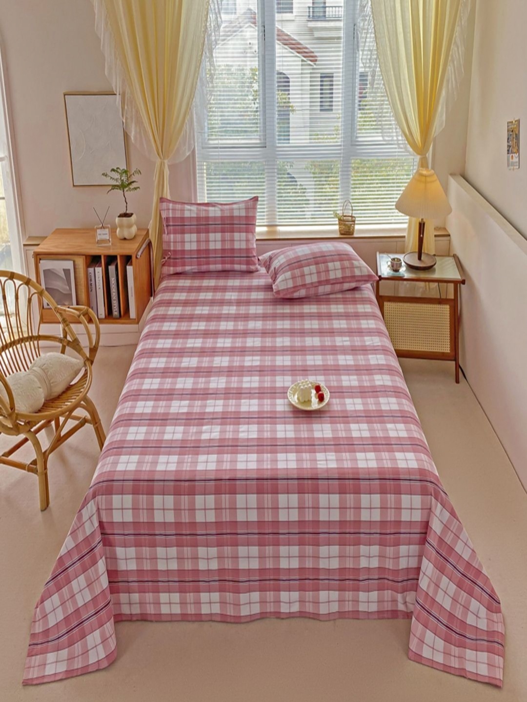 JC HOME Pink & White Geometric Printed Cotton 230 TC Queen Bedsheet with 2 Pillow Covers
JC HOME Pink & White Geometric Printed Cotton 230 TC Queen Bedsheet with 2 Pillow Covers