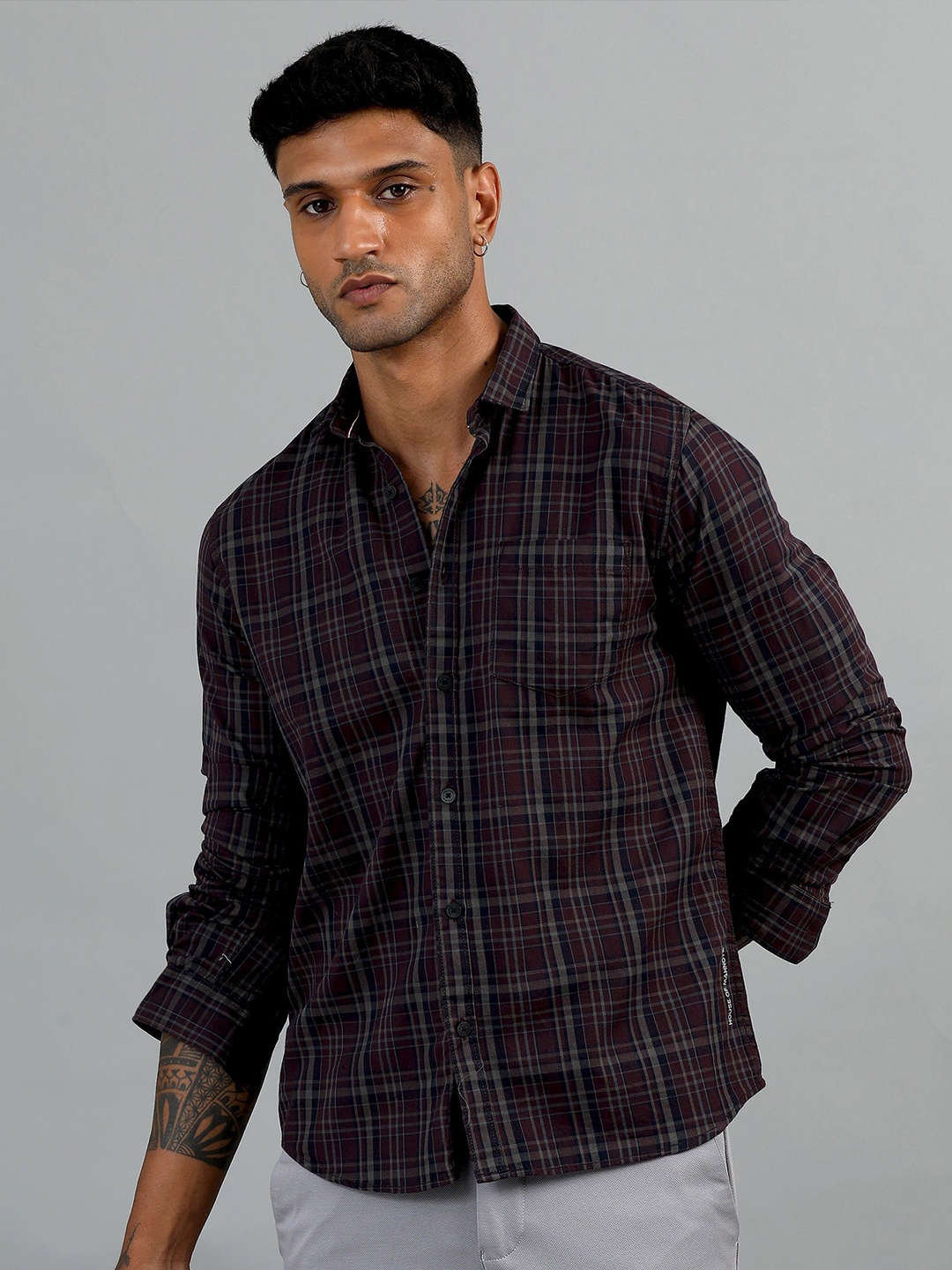 HOUSE OF MAHNOTS Men Classic Spread Collar Tartan Checked Cotton Casual Shirt, Brown
HOUSE OF MAHNOTS Men Classic Spread Collar Tartan Checked Cotton Casual Shirt, Brown