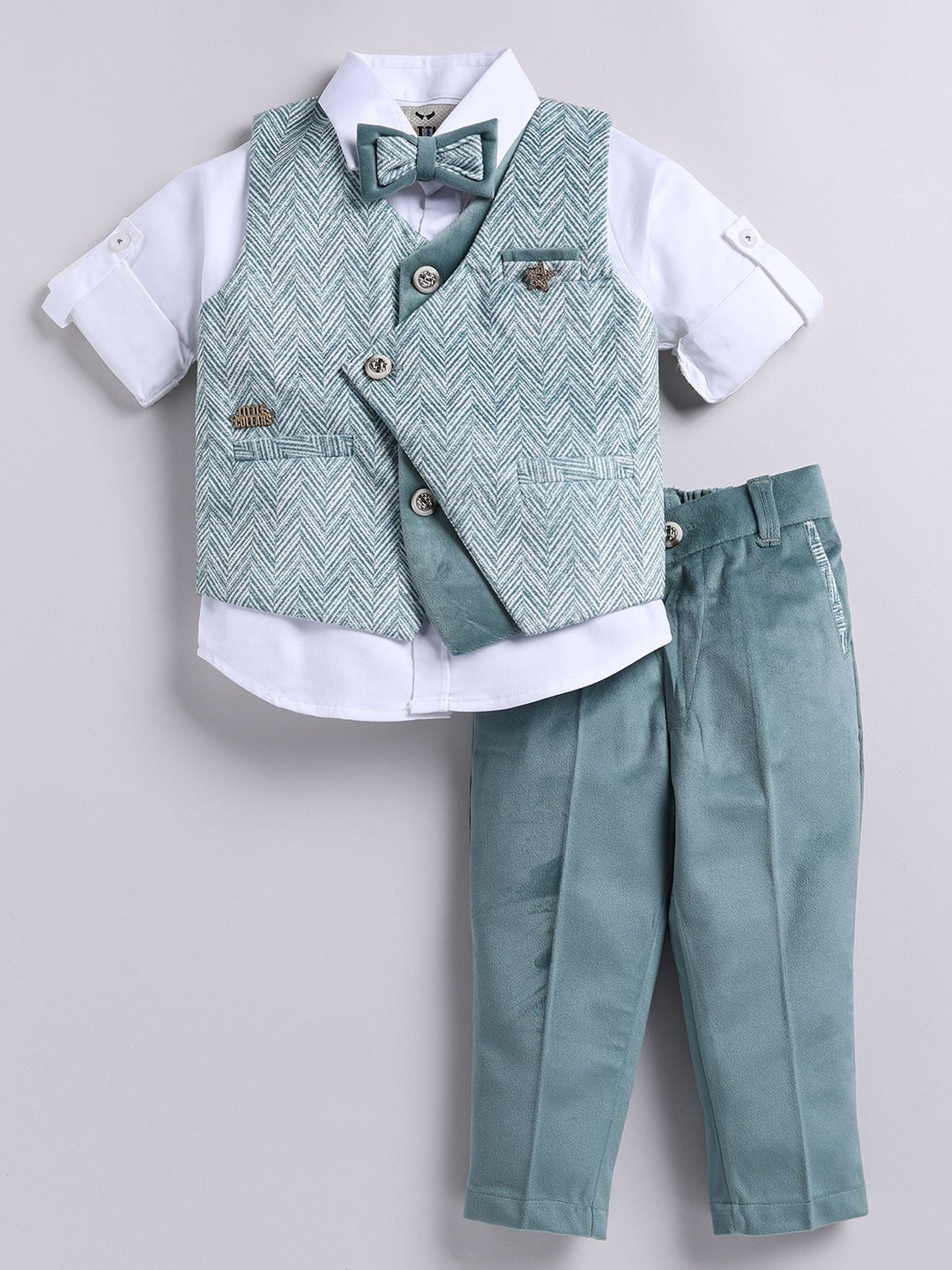 LITTLE COLLARS Boys Shirt Collar Long Sleeves Shirt With Trouser With Waistcoat, Green
LITTLE COLLARS Boys Shirt Collar Long Sleeves Shirt With Trouser With Waistcoat, Green